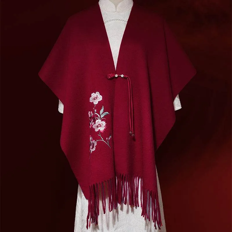 Embroidery Cashmere Luxury Scarf for Women - Ideal Gift 200x35 cm