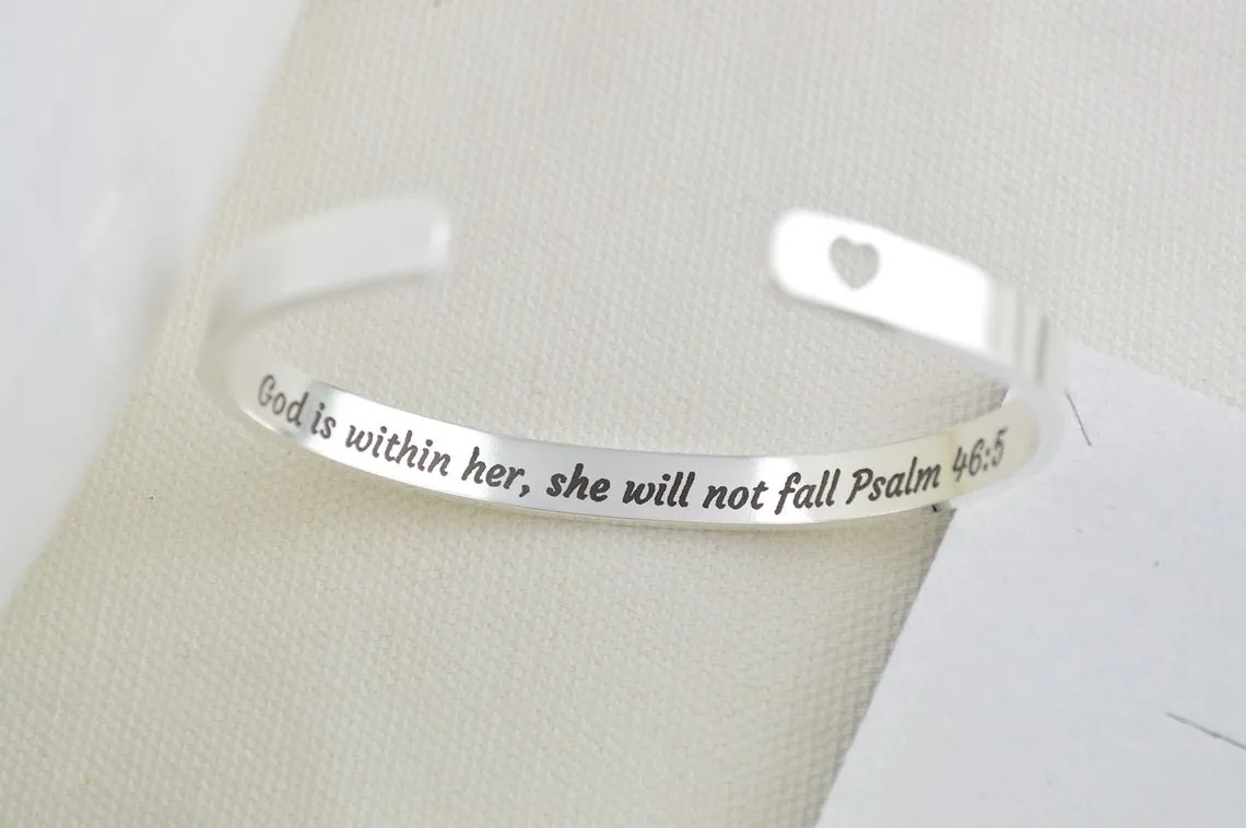 Eucharisteo - Gratitude / Give Thanks Cuff, Christian Cuff Bracelet, Stainless Steel Hypoallergenic Cuff, Christian Gifts Uplifting Bracelet