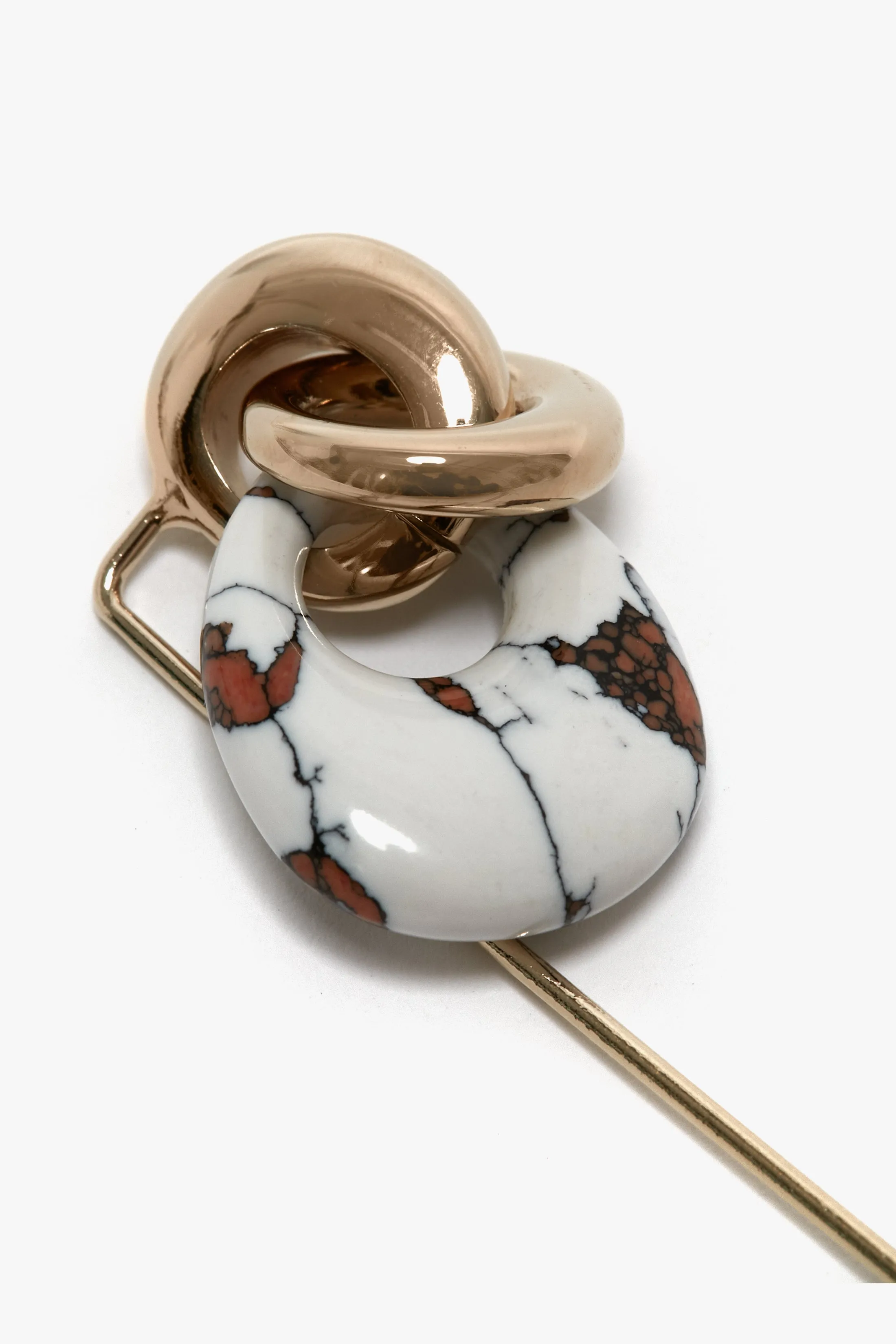 Exclusive Resin Charm Brooch In Light Gold-White