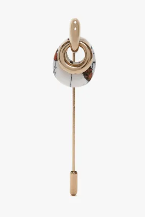 Exclusive Resin Charm Brooch In Light Gold-White