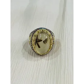 Eye of the Tiger Sterling Silver Mens Islamic Ottoman Ring