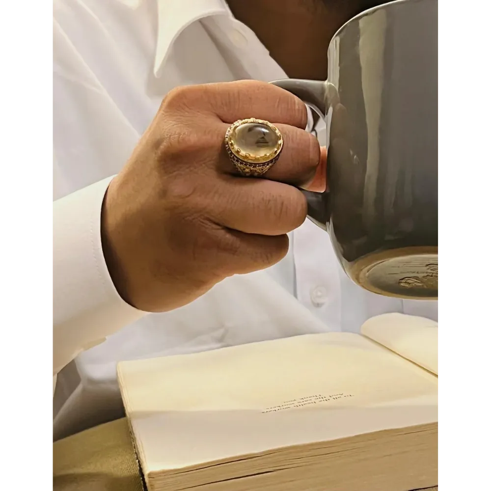 Eye of the Tiger Sterling Silver Mens Islamic Ottoman Ring