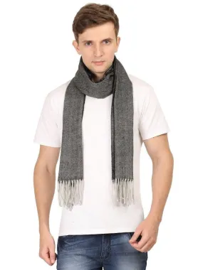 FabSeasons Dark Grey Men's Casual Self Design Acrylic Woolen Muffler, Scarf