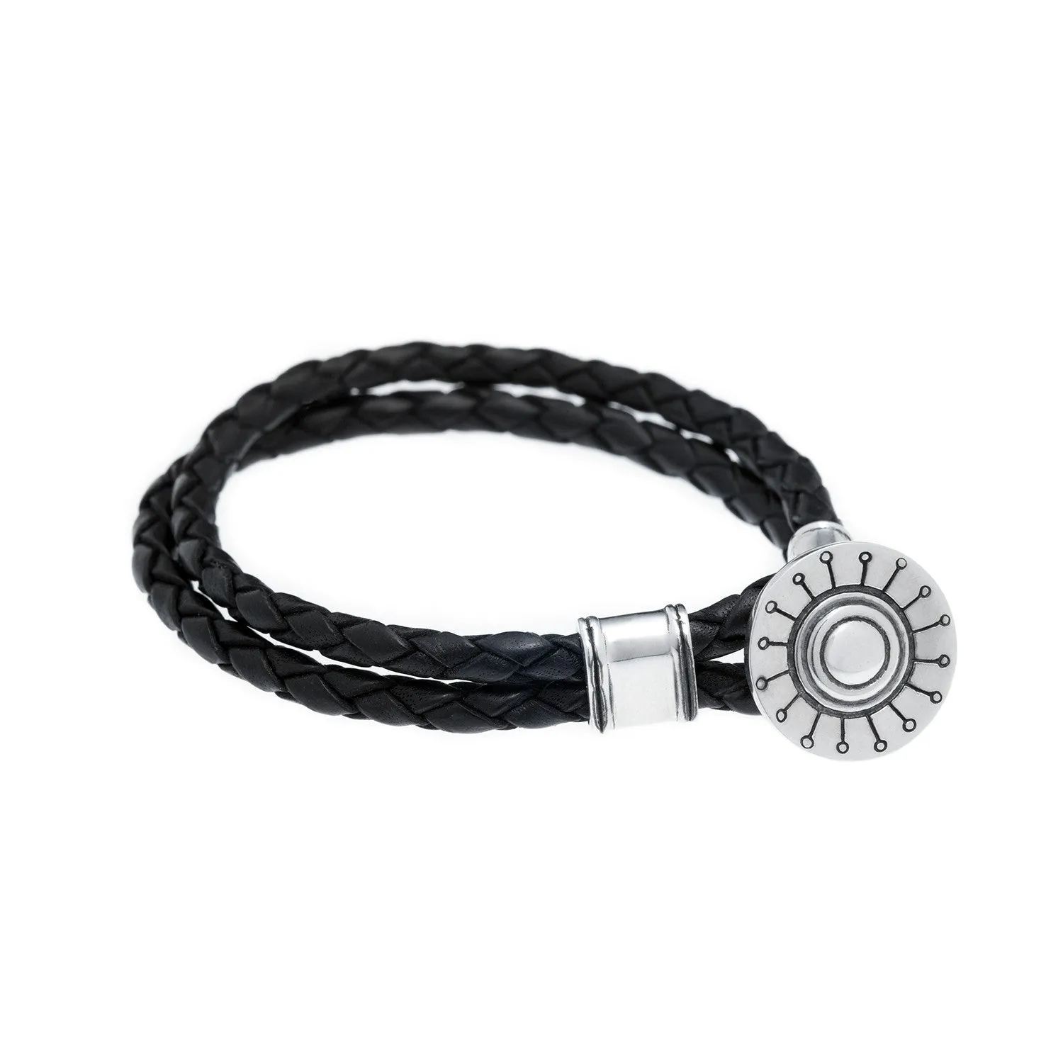Face The Sun And The Shadow Will Fall Behind You Sterling Silver Leather Bracelet