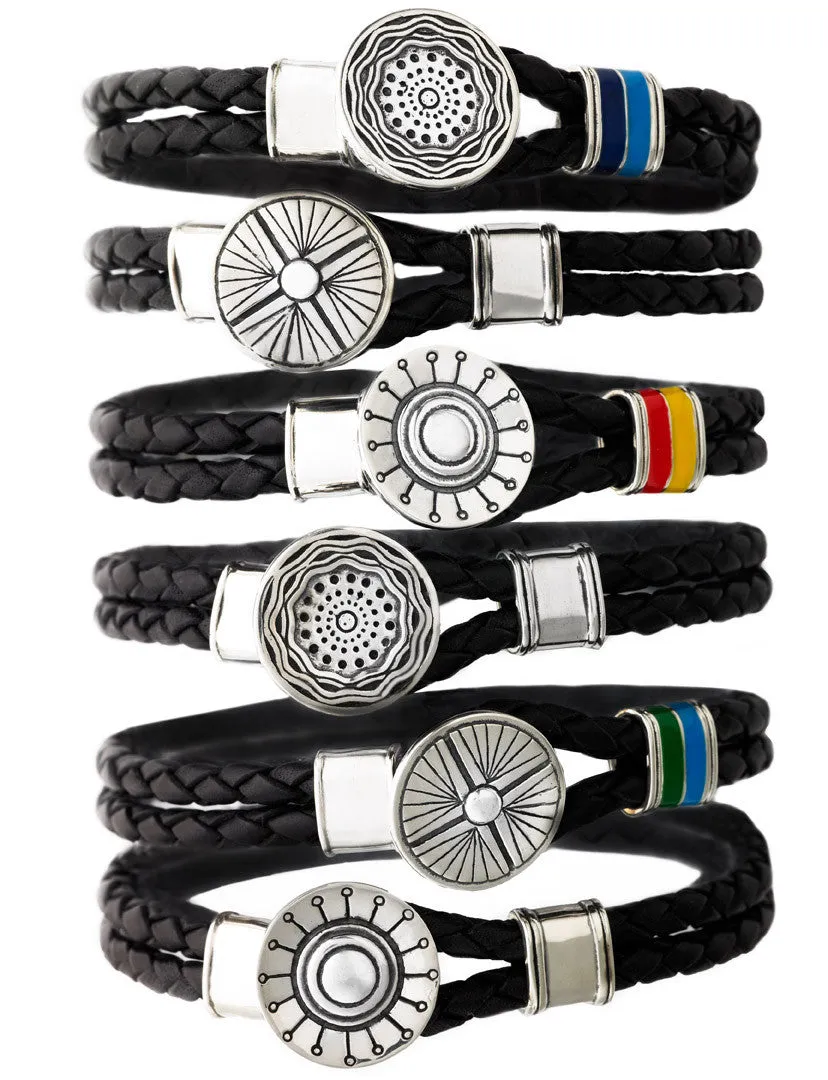 Face The Sun And The Shadow Will Fall Behind You Sterling Silver Leather Bracelet