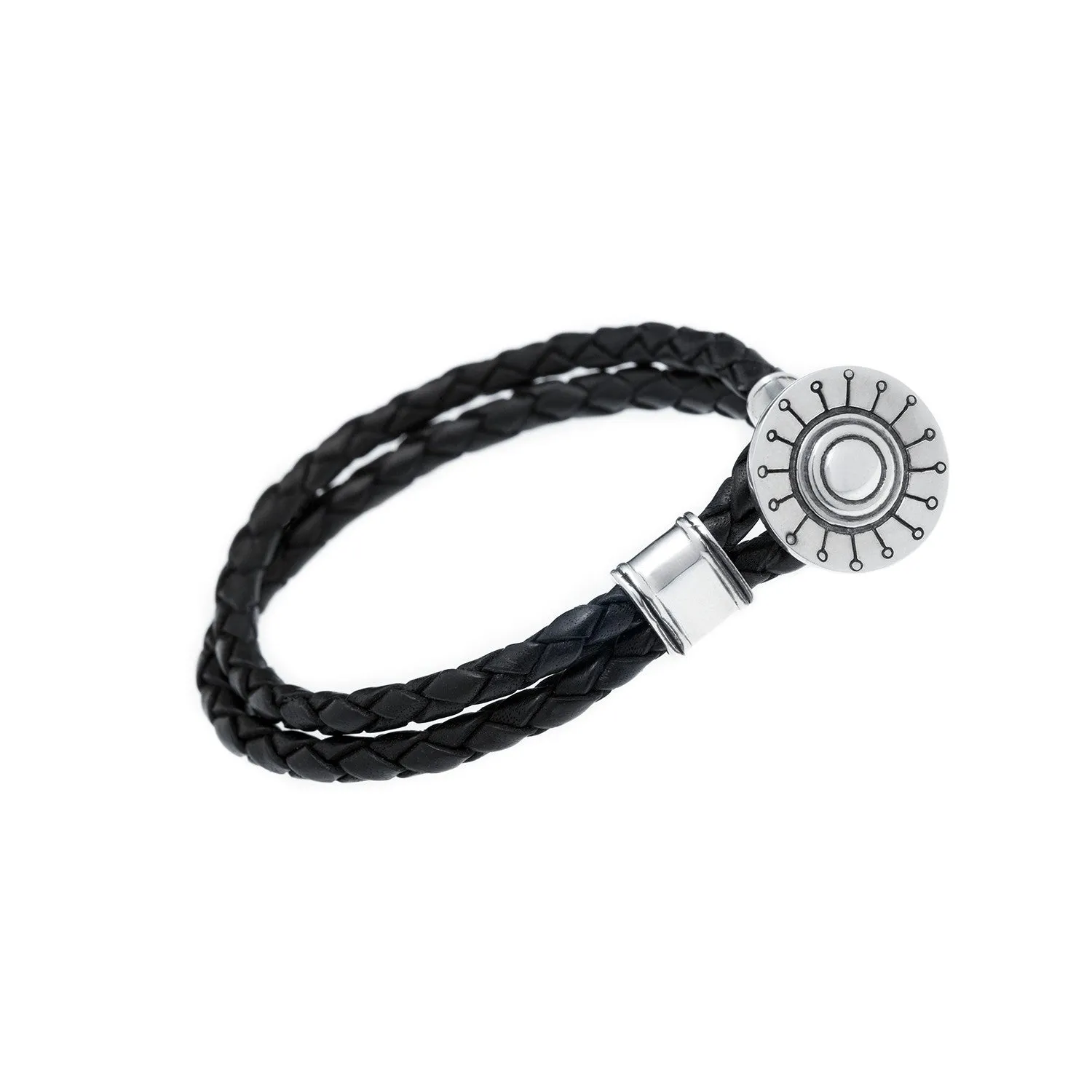Face The Sun And The Shadow Will Fall Behind You Sterling Silver Leather Bracelet