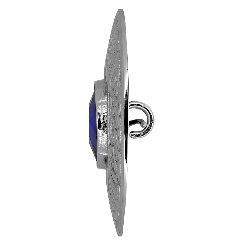 Fancy Blue Stone Fly Plaid Brooch Silver