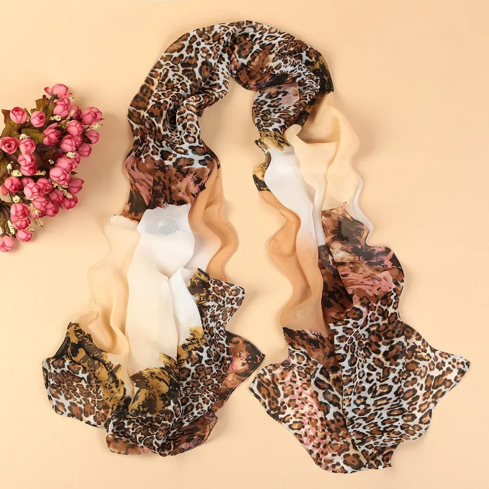 Fashion women's scarf leopard scarf print long shawl cape silk chiffon tippet muffler