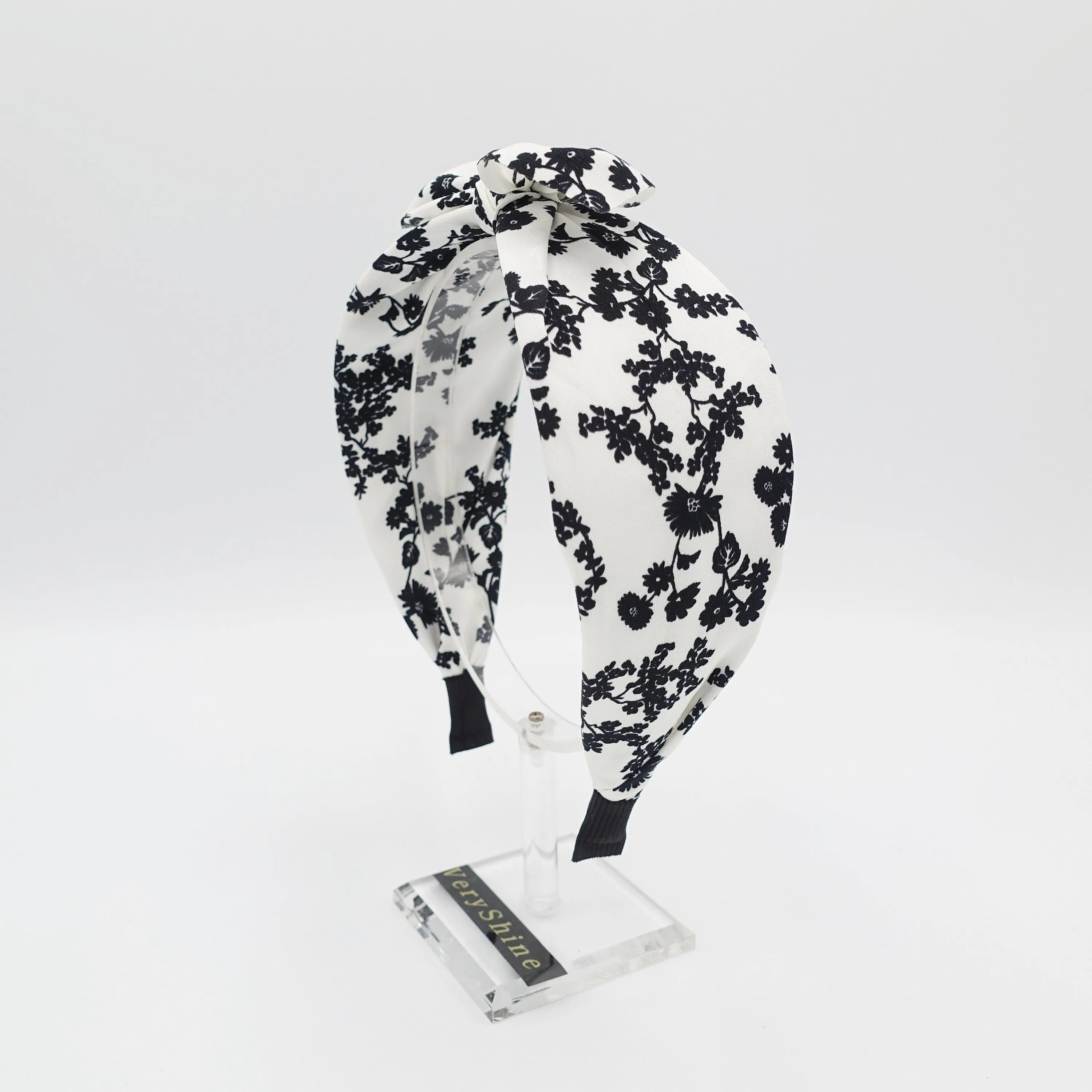 flower stem print headband bow knot floral hairband for women