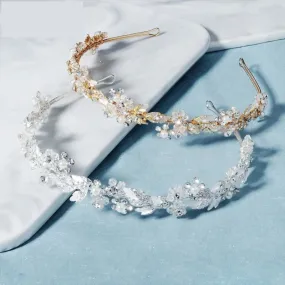 Flower Wedding Crown Tiara Crystal Pearl Bridal Wedding Headband