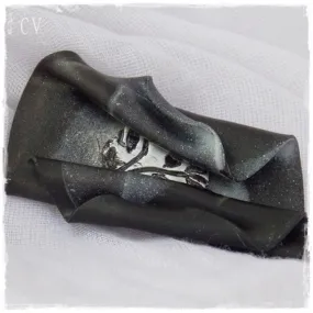 Folded Black Polymer Clay Brooch
