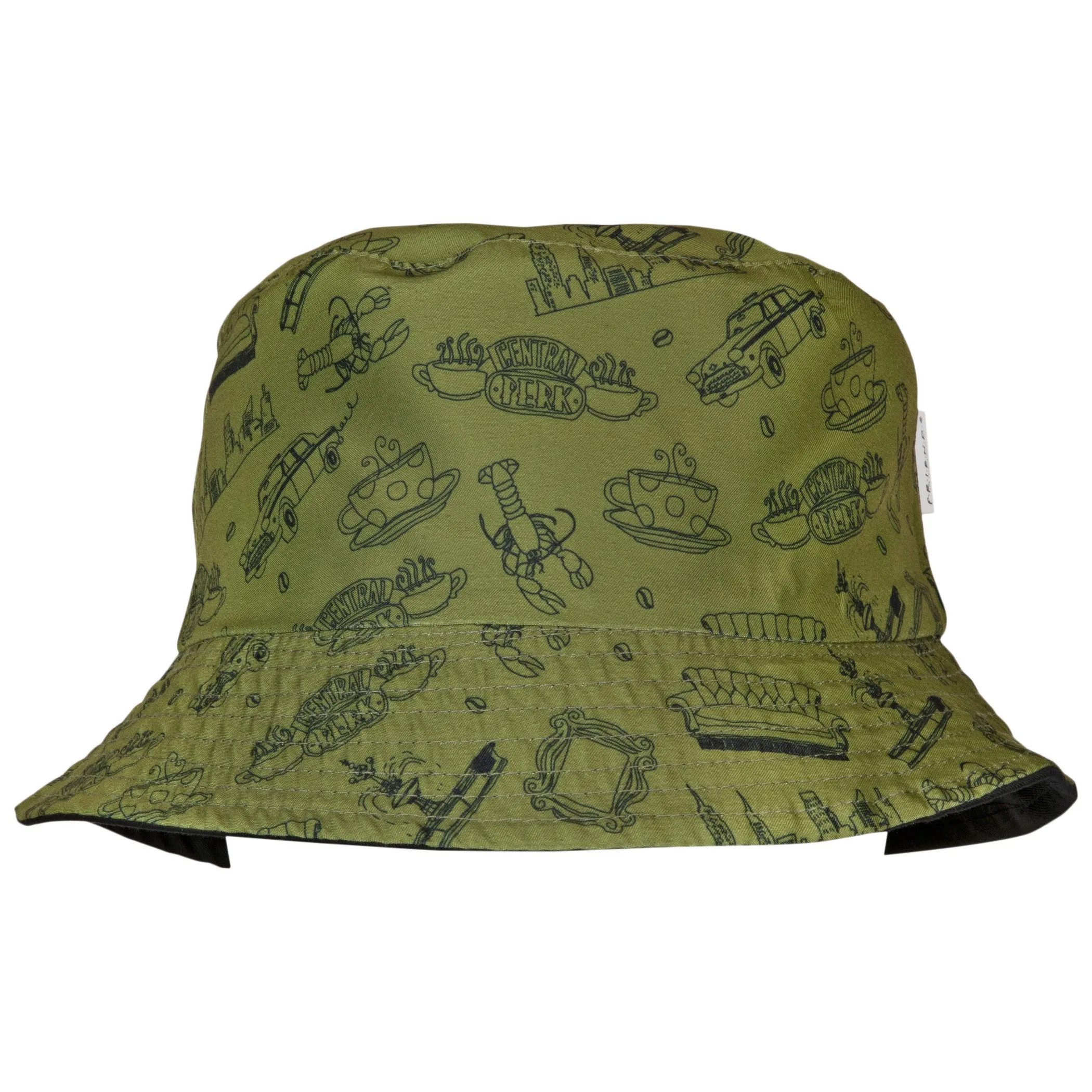 Friends TV Show Text and All Over Symbols Reversible Bucket Hat