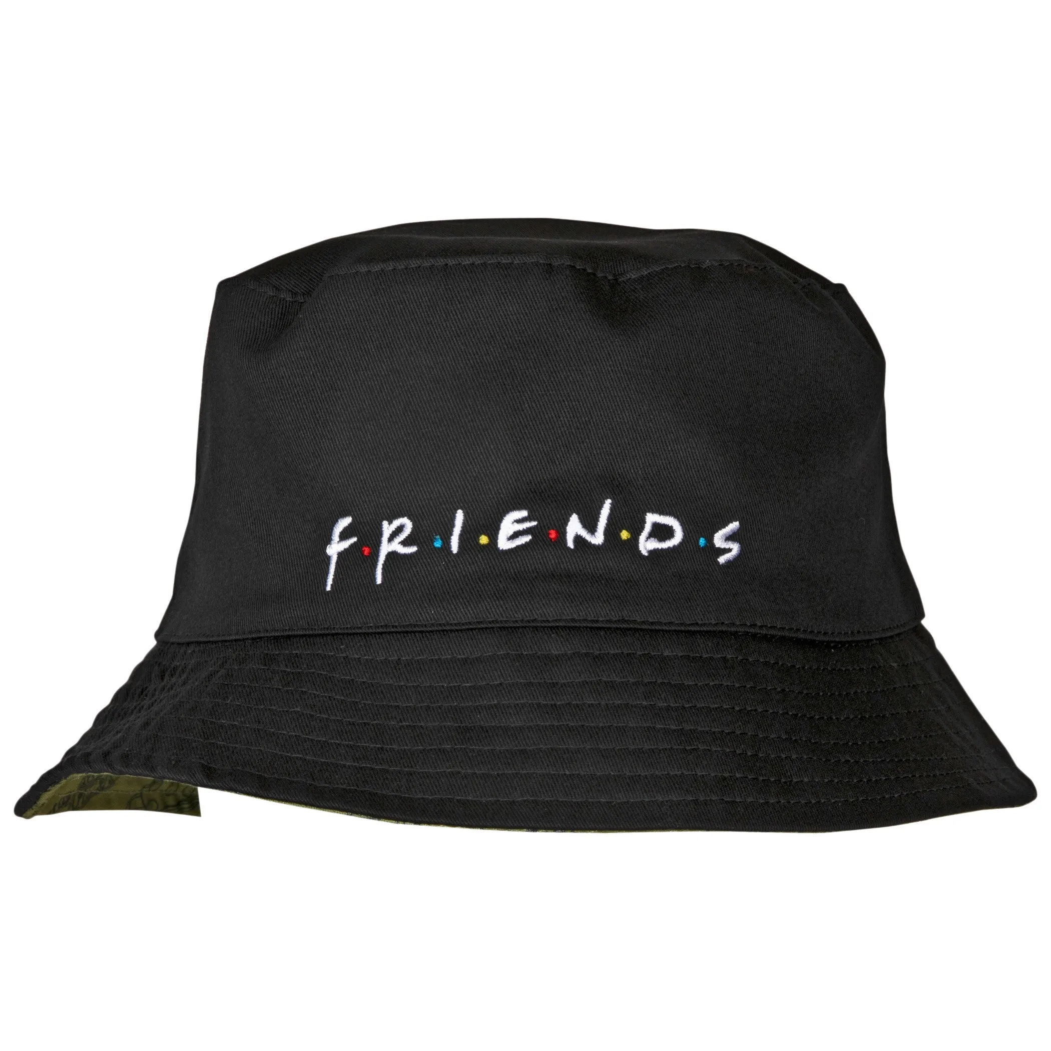 Friends TV Show Text and All Over Symbols Reversible Bucket Hat