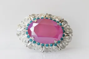 FUCHSIA TURQUOISE BROOCH