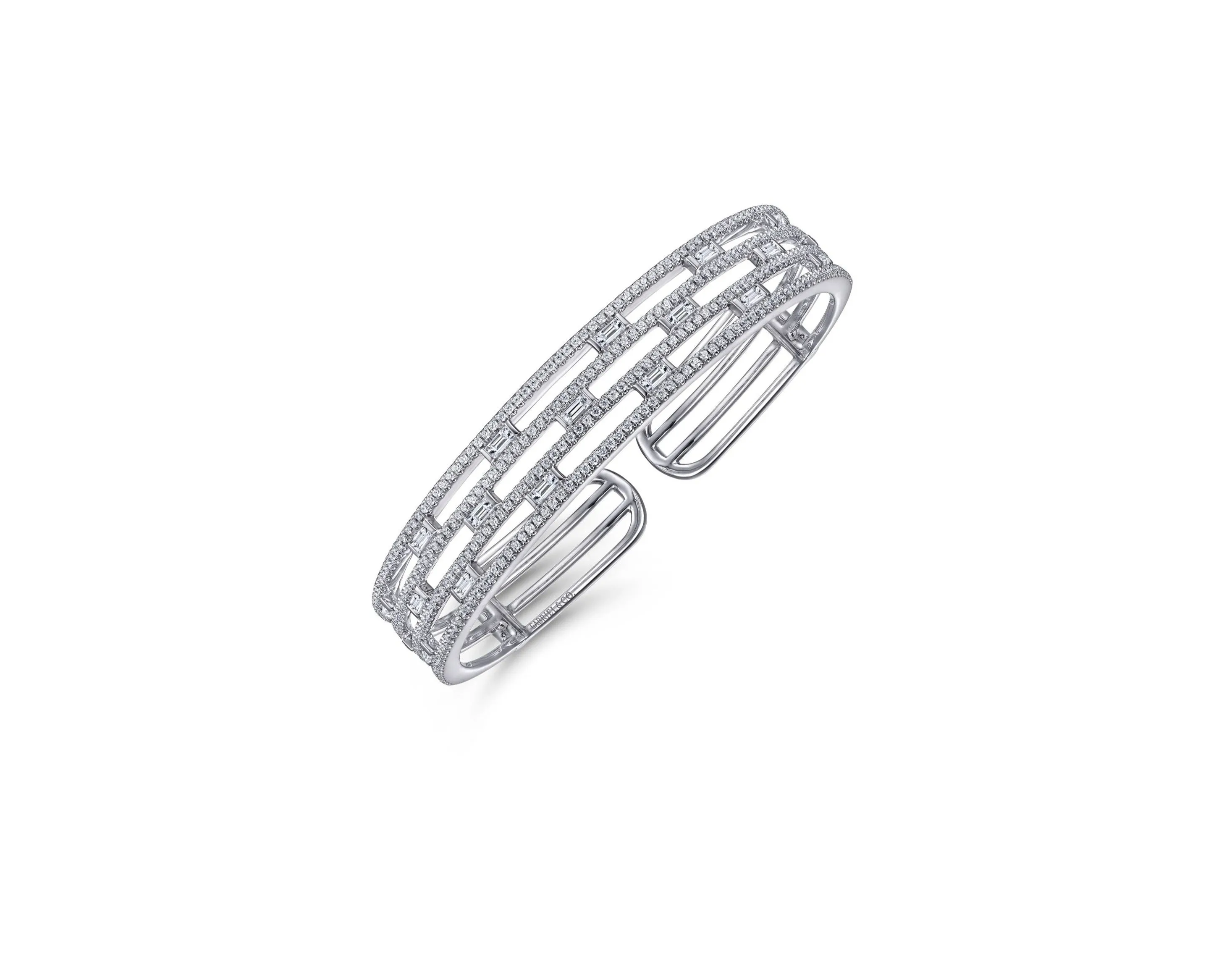 Gabriel & Co. Baguette and Round Diamond Cuff Bracelet