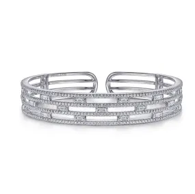 Gabriel & Co. Baguette and Round Diamond Cuff Bracelet