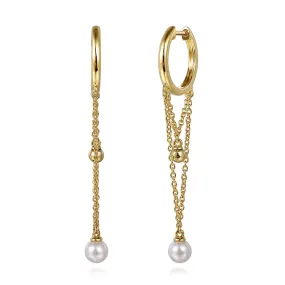 Gabriel & Co Yellow bujukand and Pearl Earrings