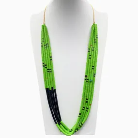Gaspeite Black Jet Heishi Five Strand Necklace