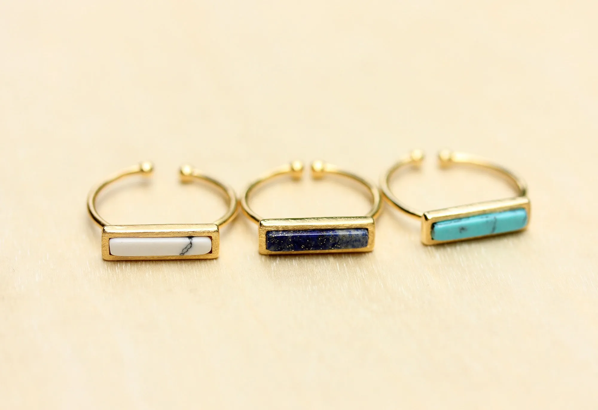 Gemstone Split Bar Ring