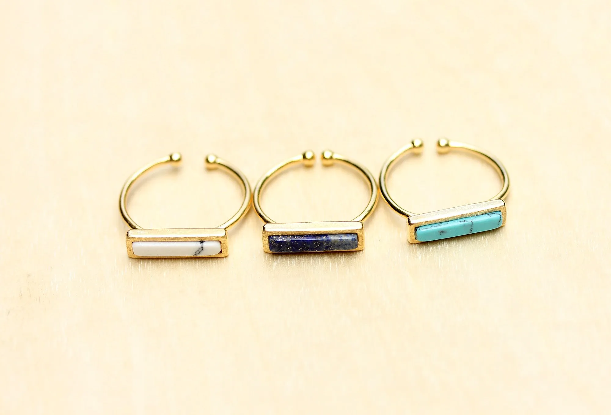 Gemstone Split Bar Ring