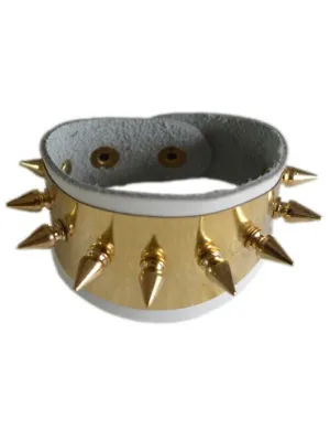 Girls Leather Gold Spiked Bracelet