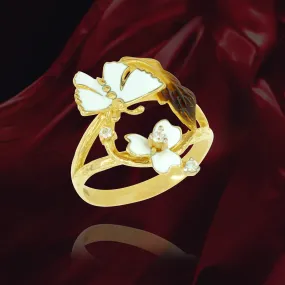 Glowing Enamel Flower and Butterfly Ring