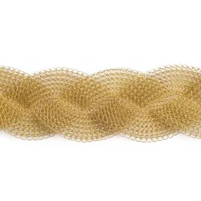 Gold Braided Bracelet , gold filled wire crochet woven cuff bracelet