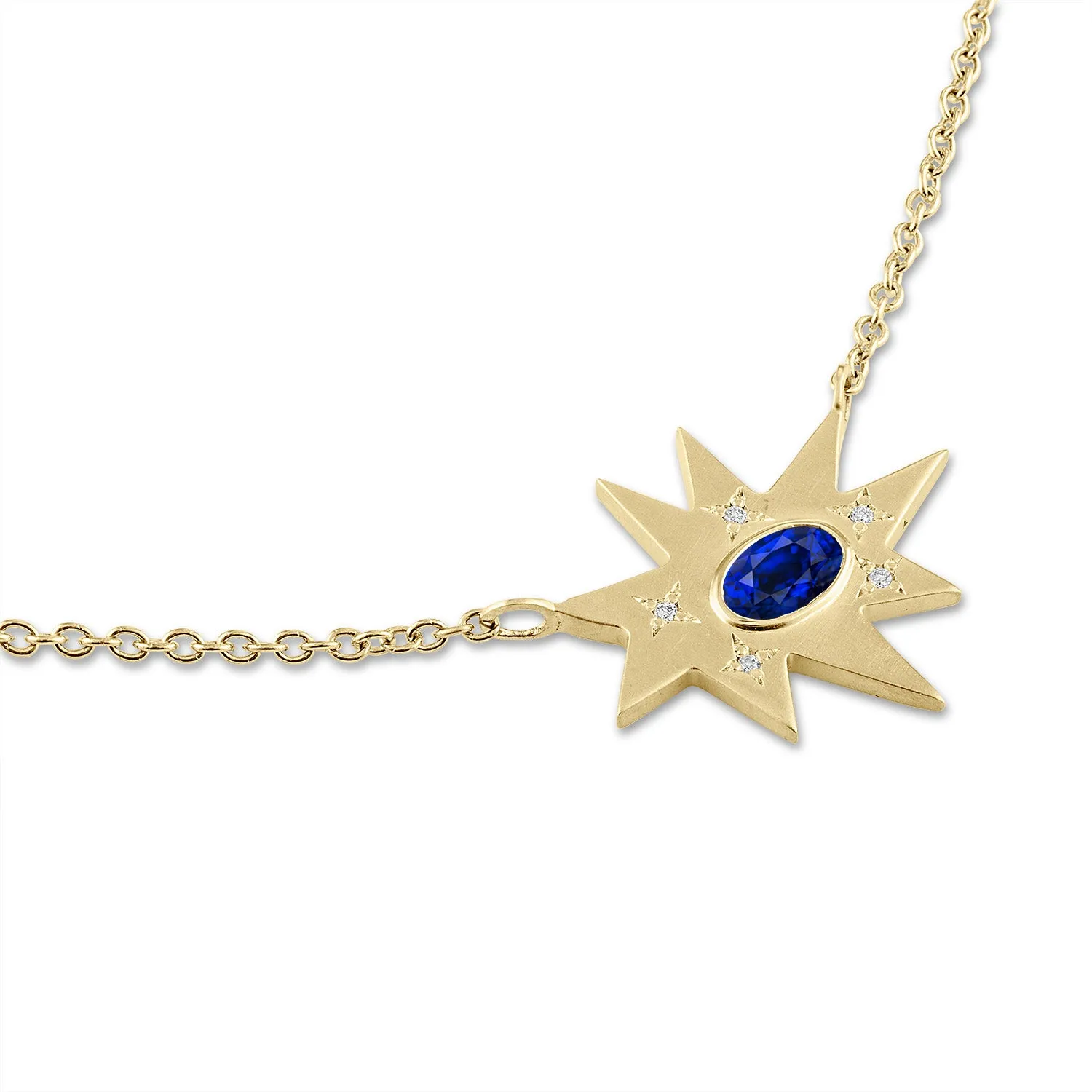 Gold Midi KAPOW! Necklace: Blue Sapphire