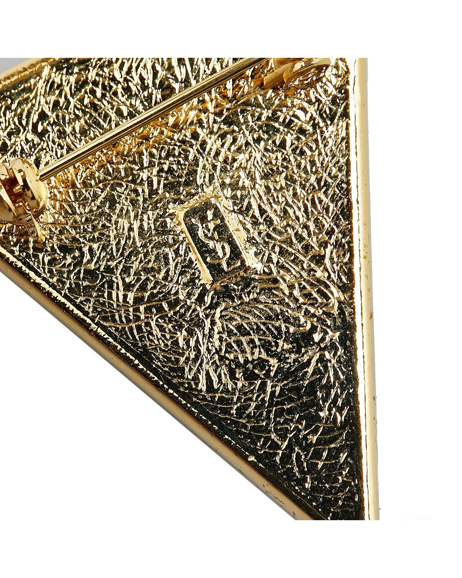 Gold Plated Triangle Rhinestones Brooch with Back Pin Closure