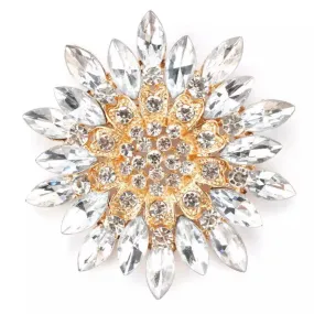 Gold Rhinestone Brooch - Style 4 Clear