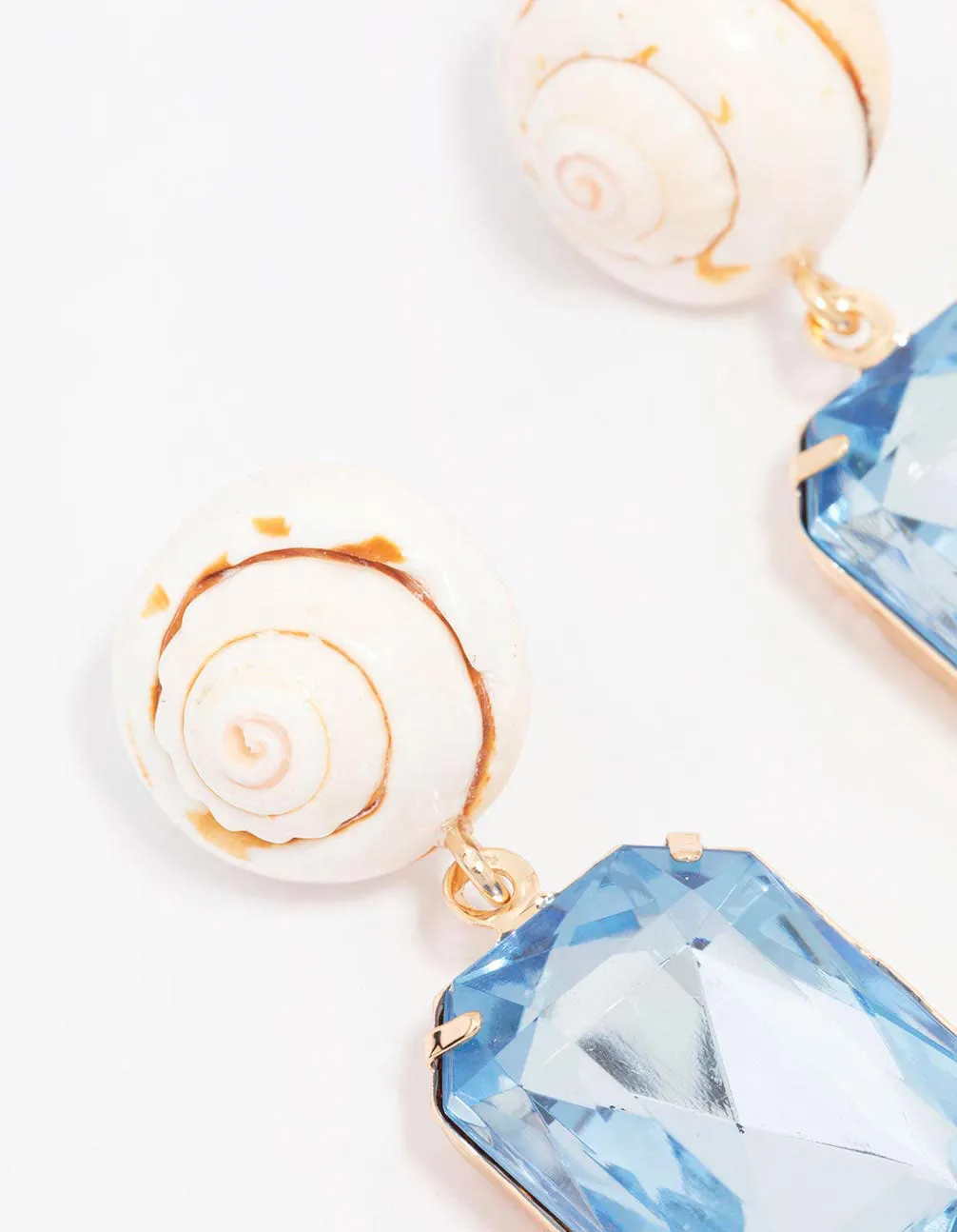 Gold Shell & Diamante Drop Earrings
