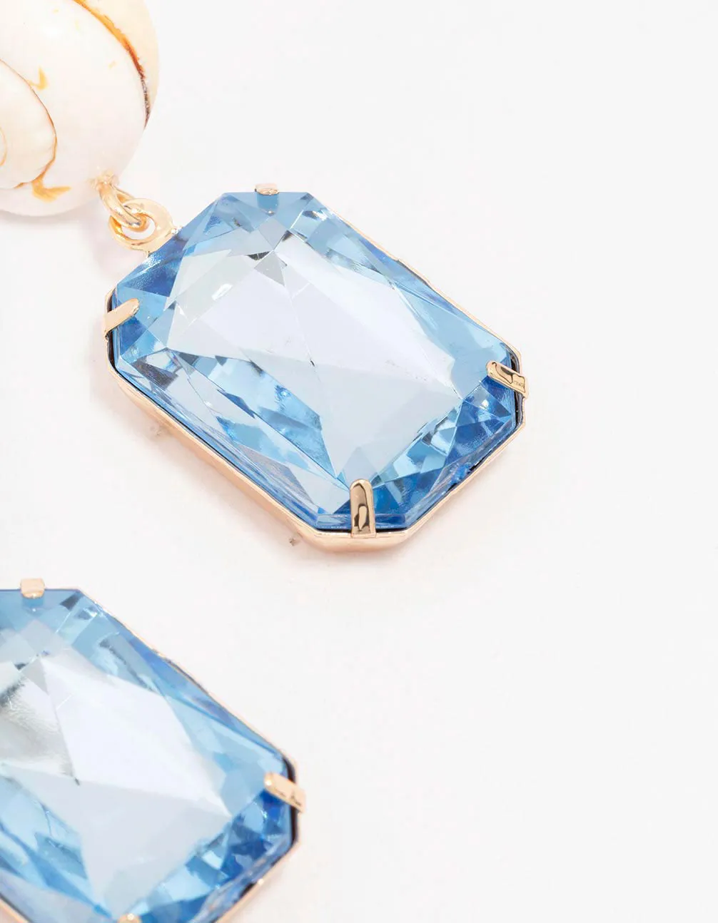 Gold Shell & Diamante Drop Earrings