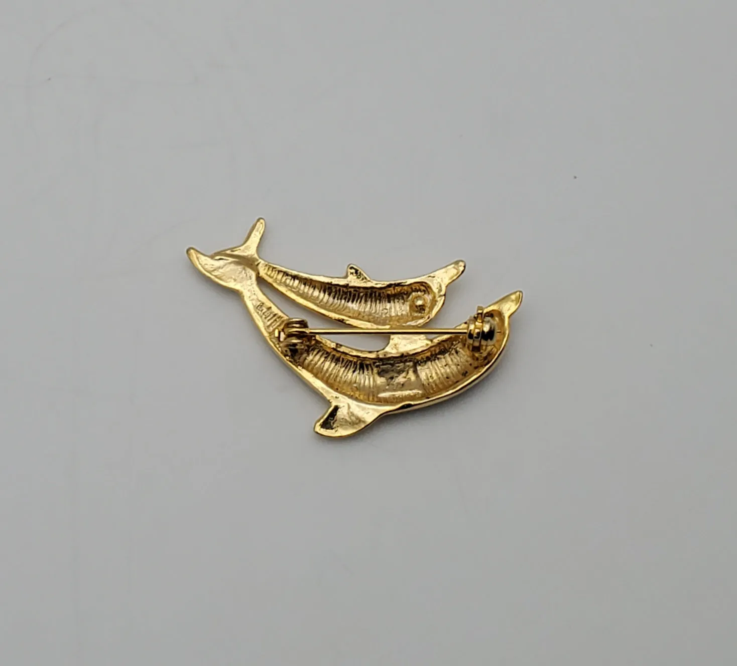 Gold Tone Dolphins Brooch