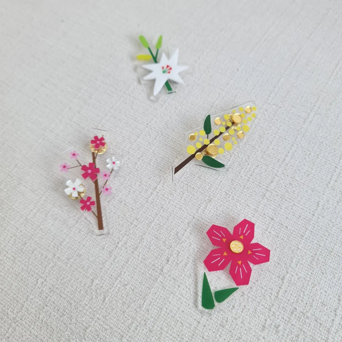 Golden Wattle Flower Brooch