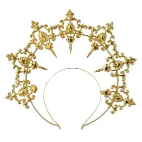 Gothic Goddess Spiked Halo Crown Festival Headdress Headband - Gold Style 3