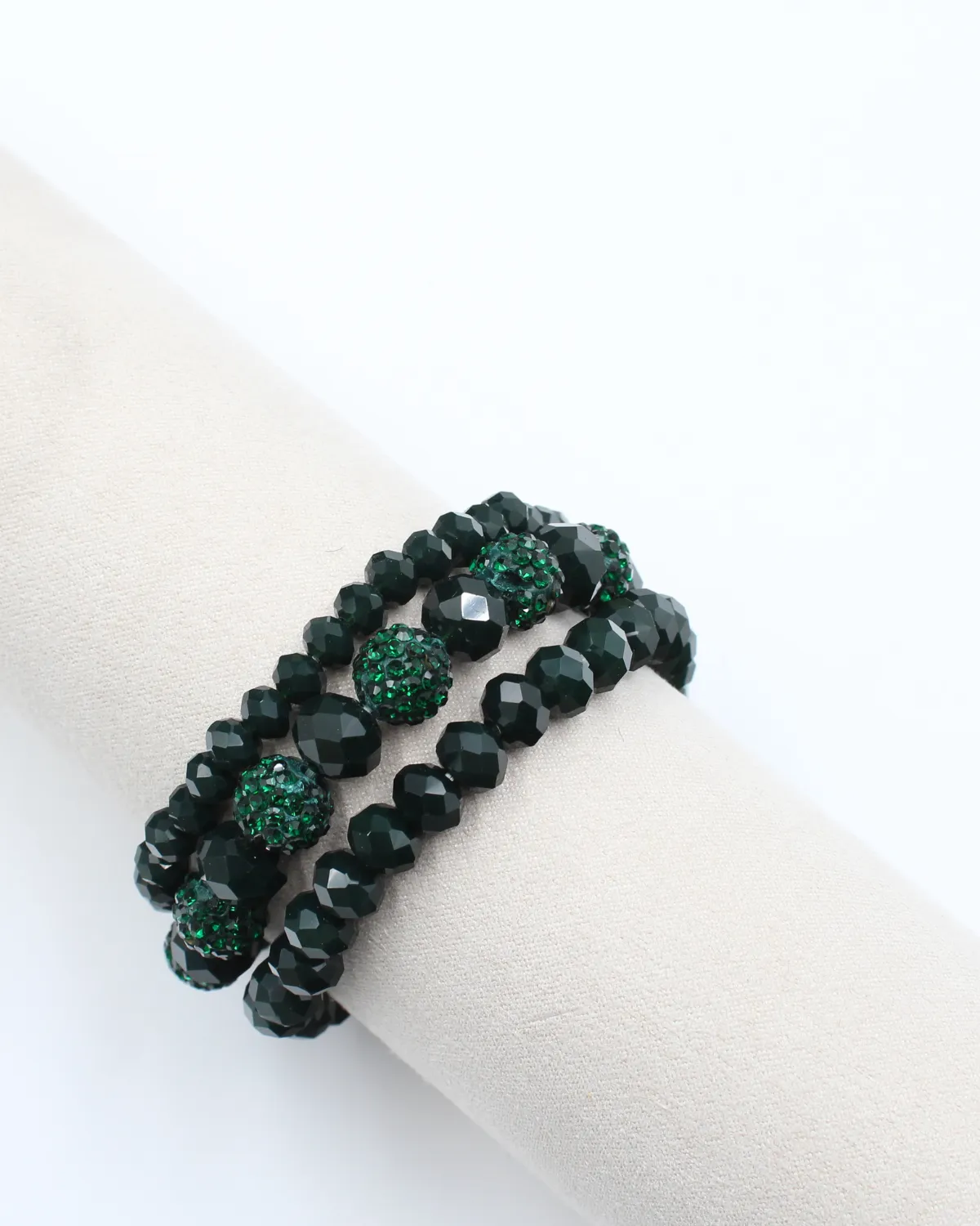 Green Beaded Stretchy Bracelets