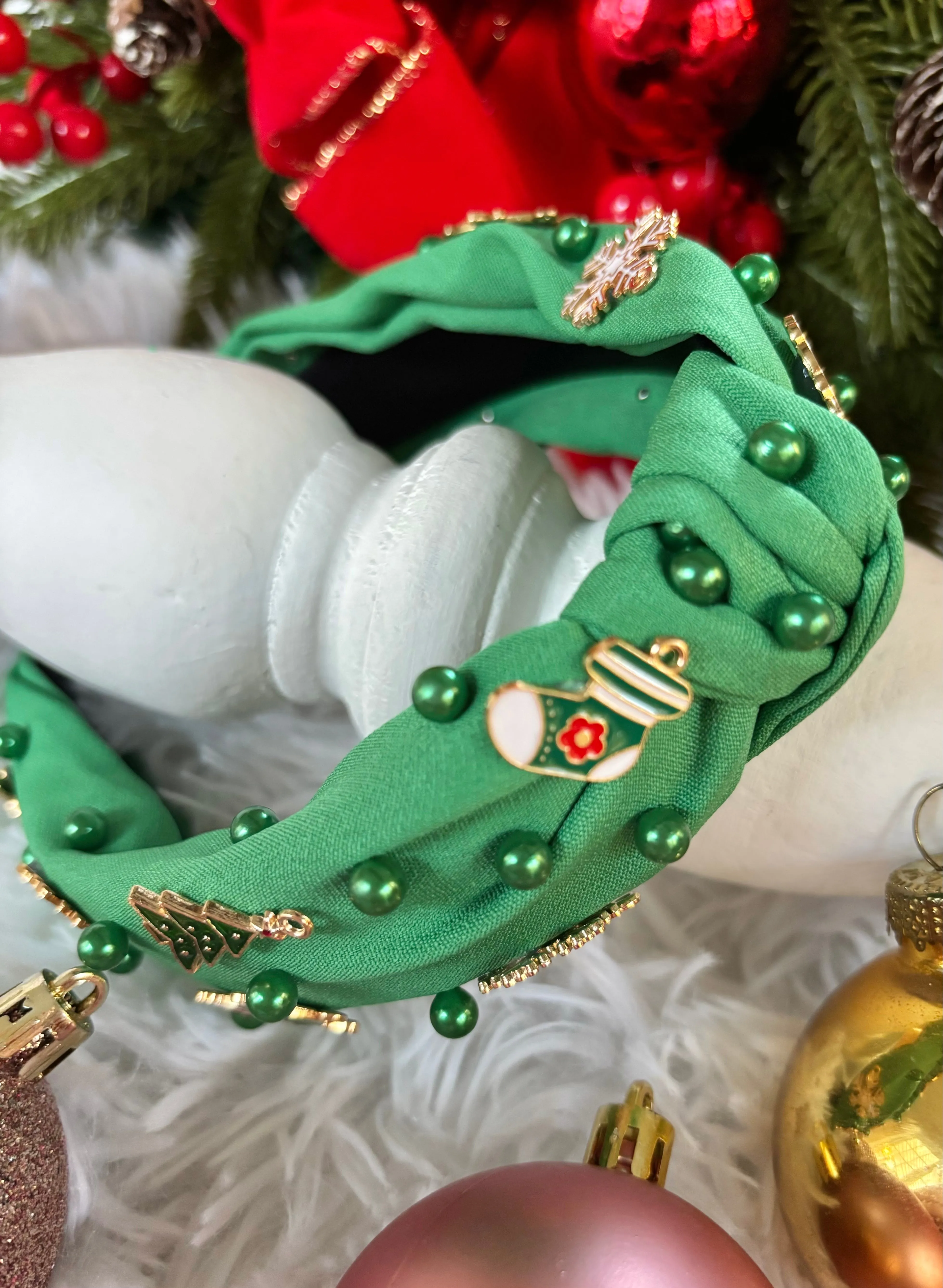Green Festive Topknot Headband
