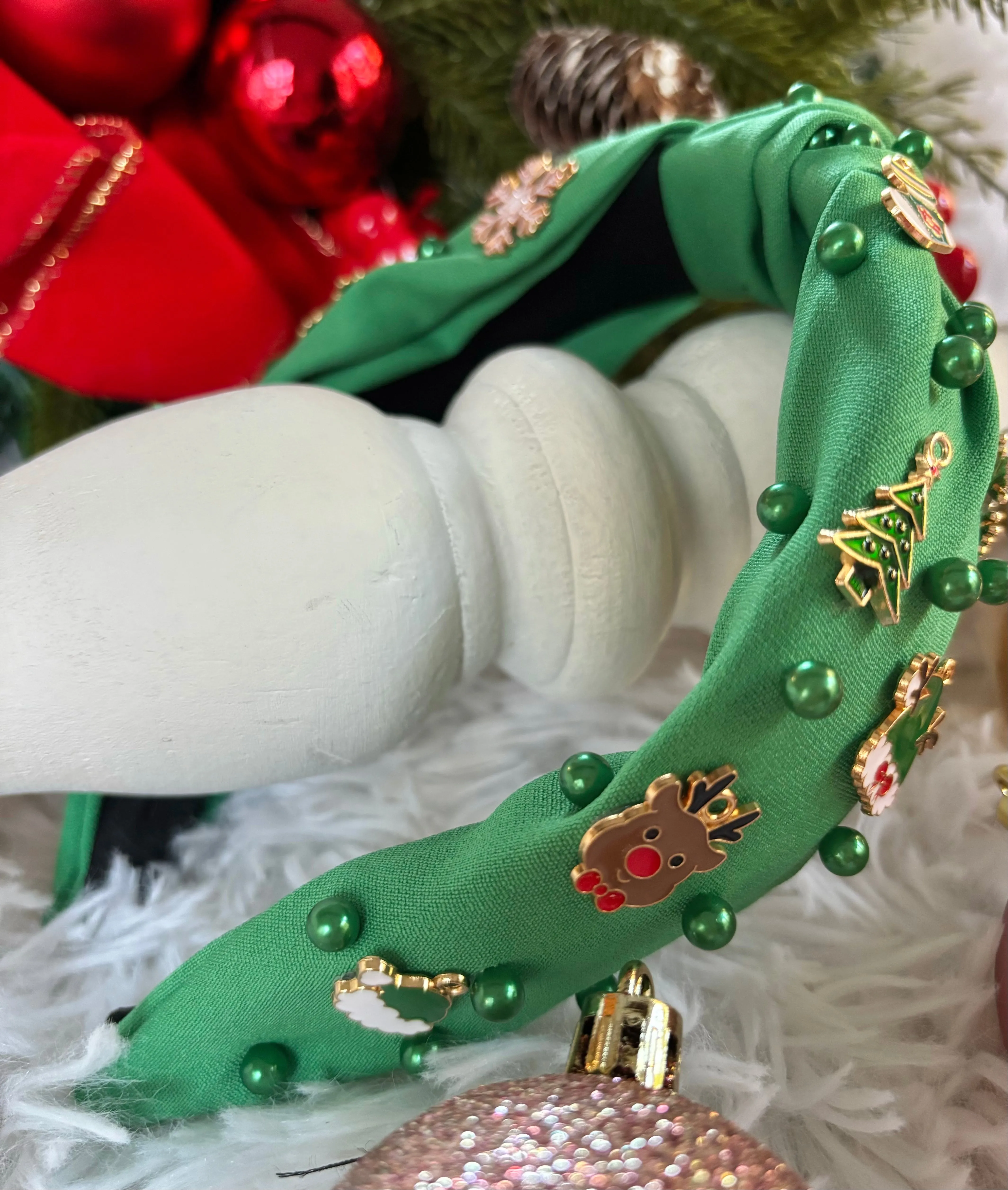 Green Festive Topknot Headband