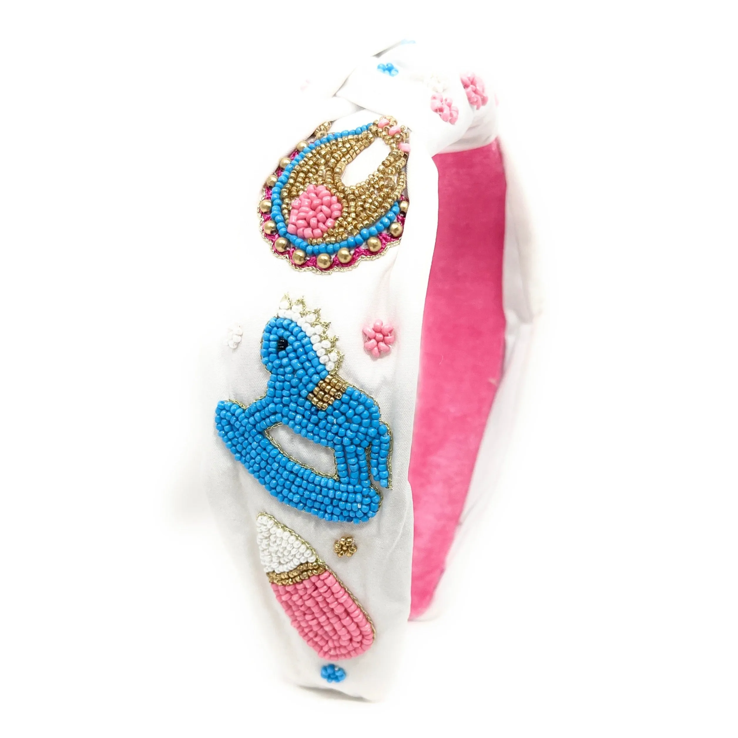 Hand Beaded Baby Shower Knot Headband