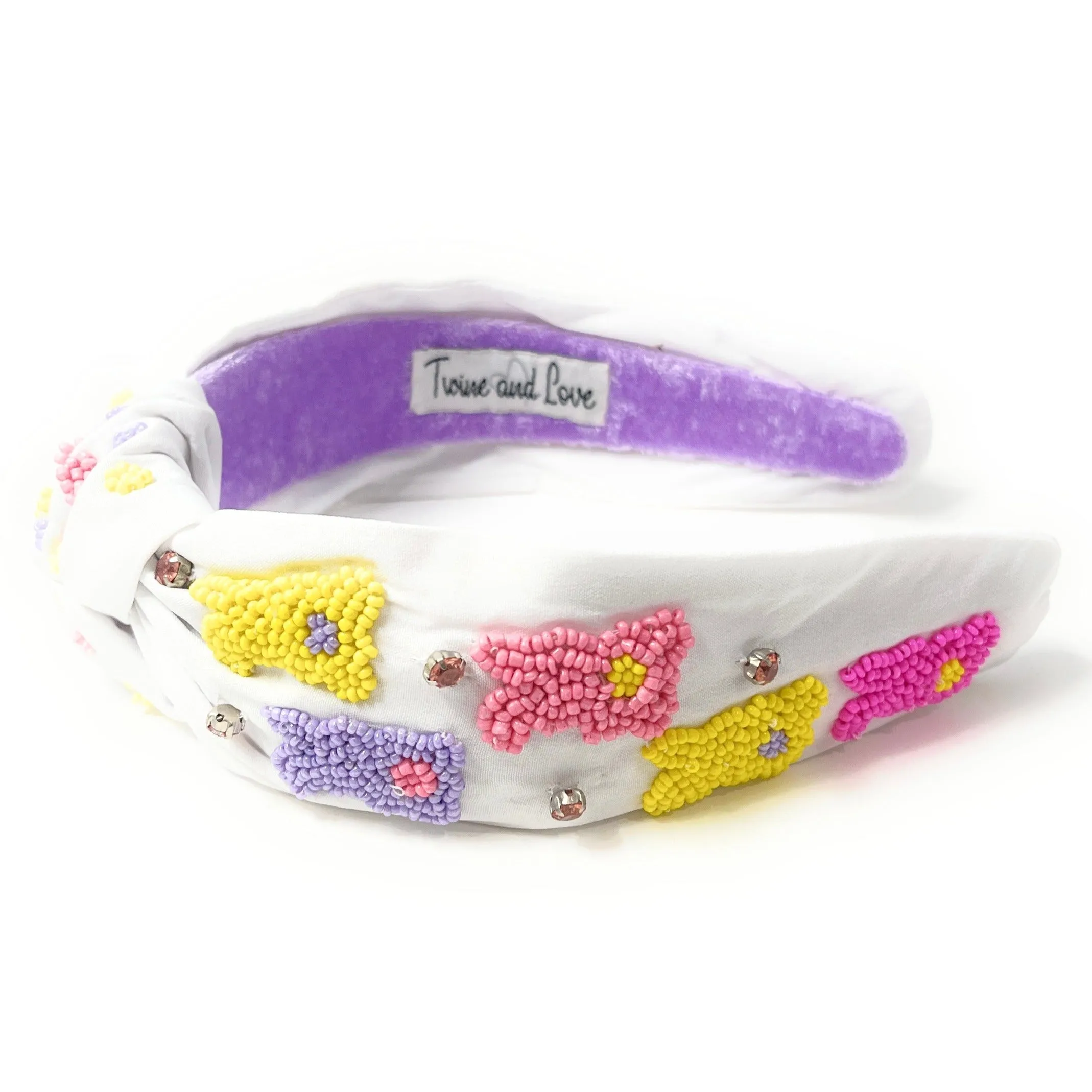 Hand Beaded Bunny Knot Headband