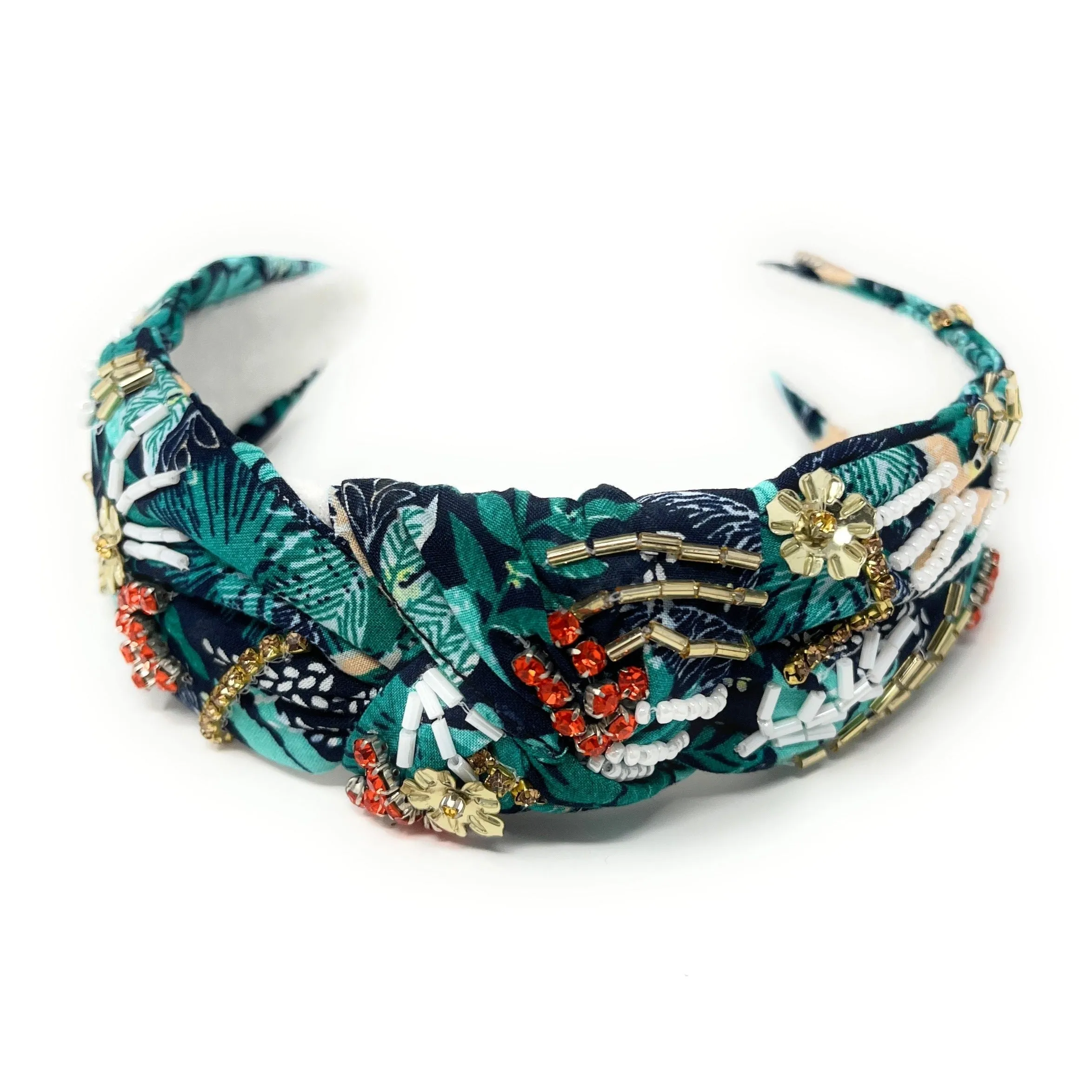 Hand Beaded Tropical Knot Headband