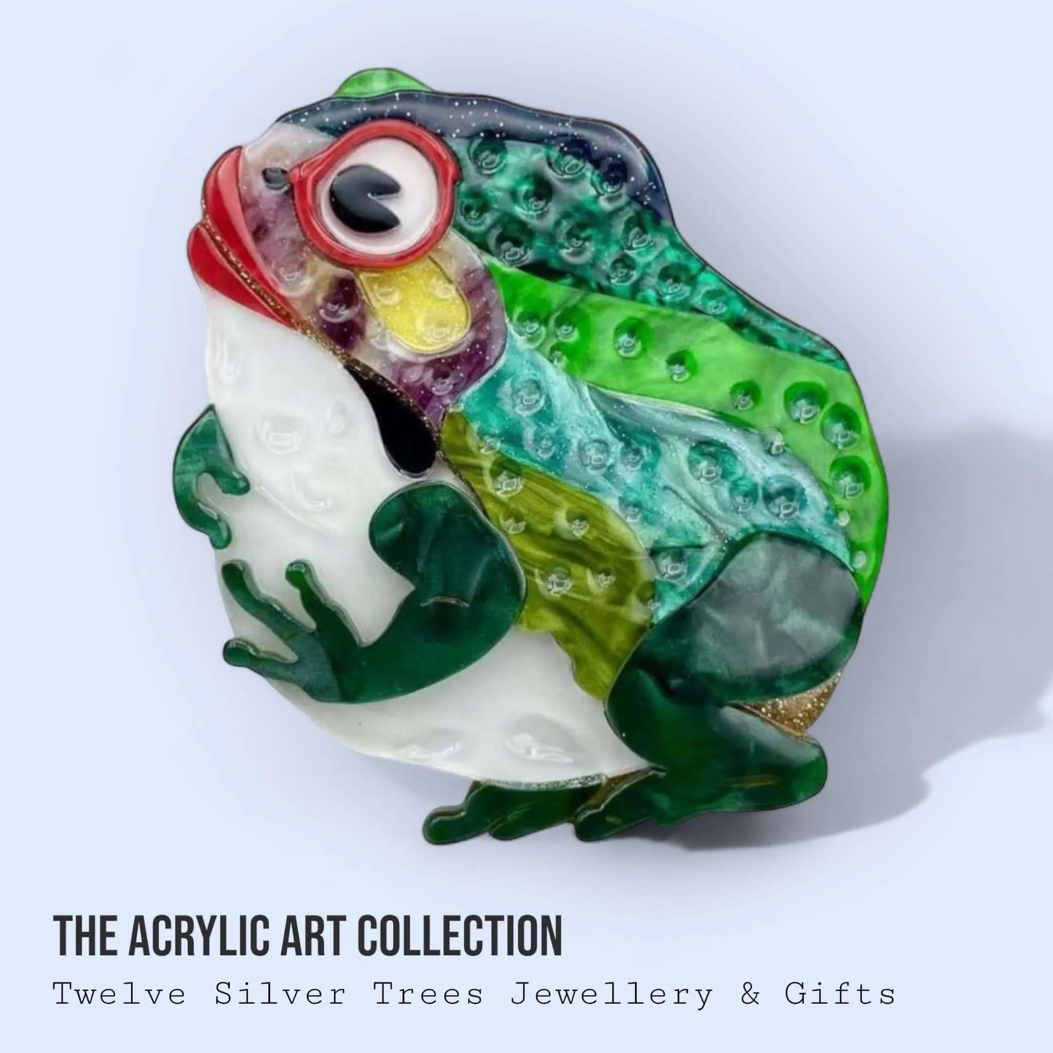 Handmade Acrylic Art Brooch - The Glamorous Toad