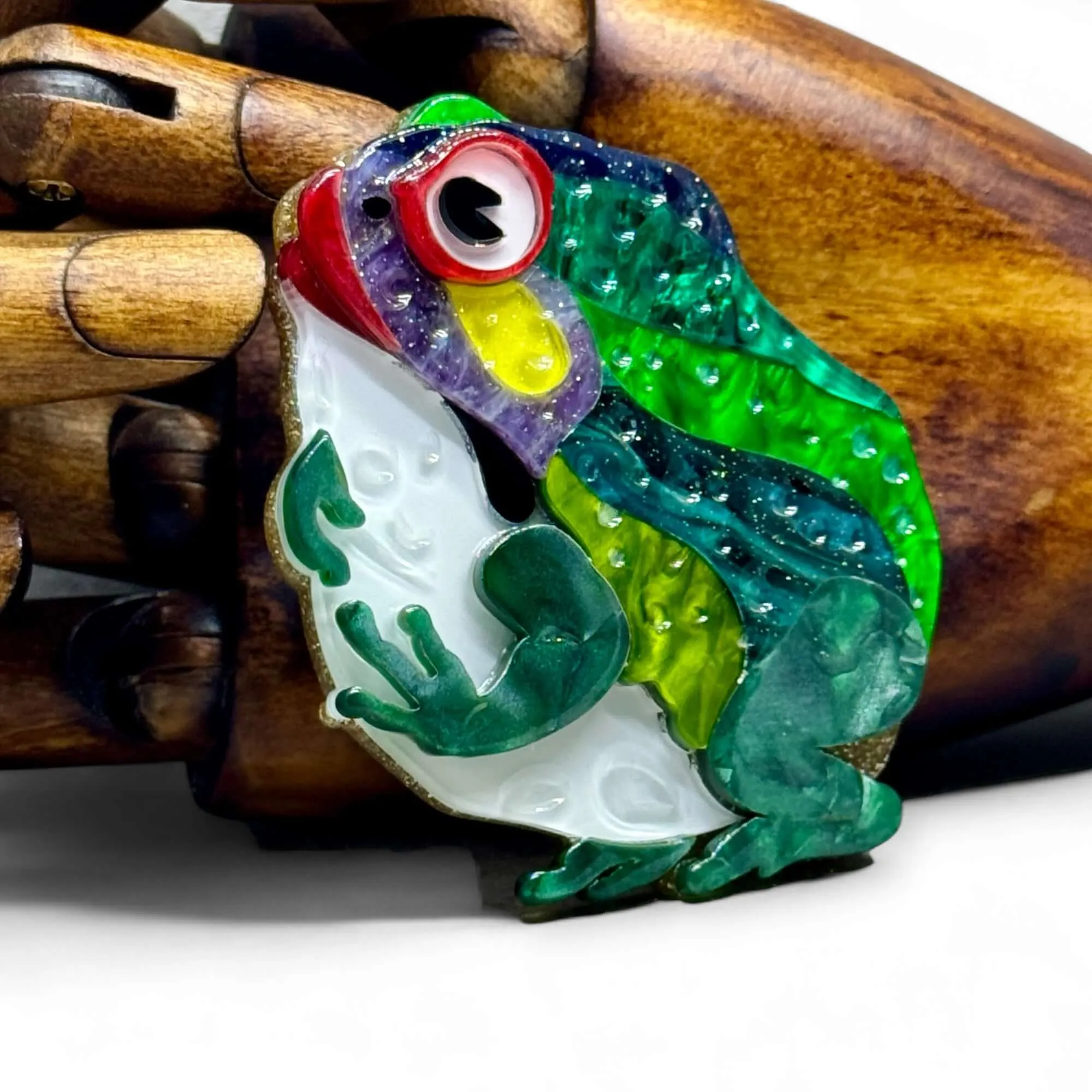 Handmade Acrylic Art Brooch - The Glamorous Toad