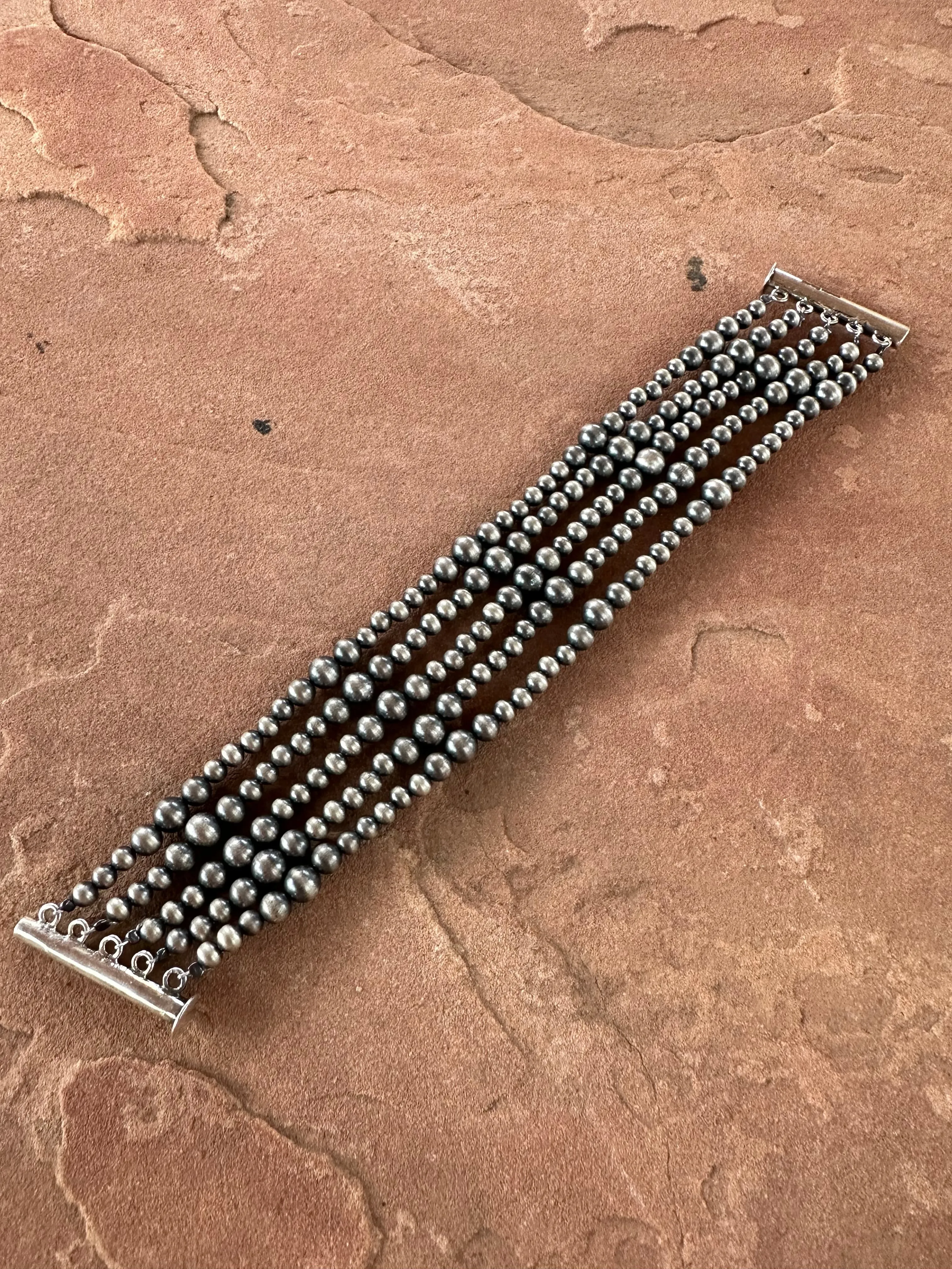 Handmade Sterling Silver & Beaded Navajo Pearl Style Bracelets