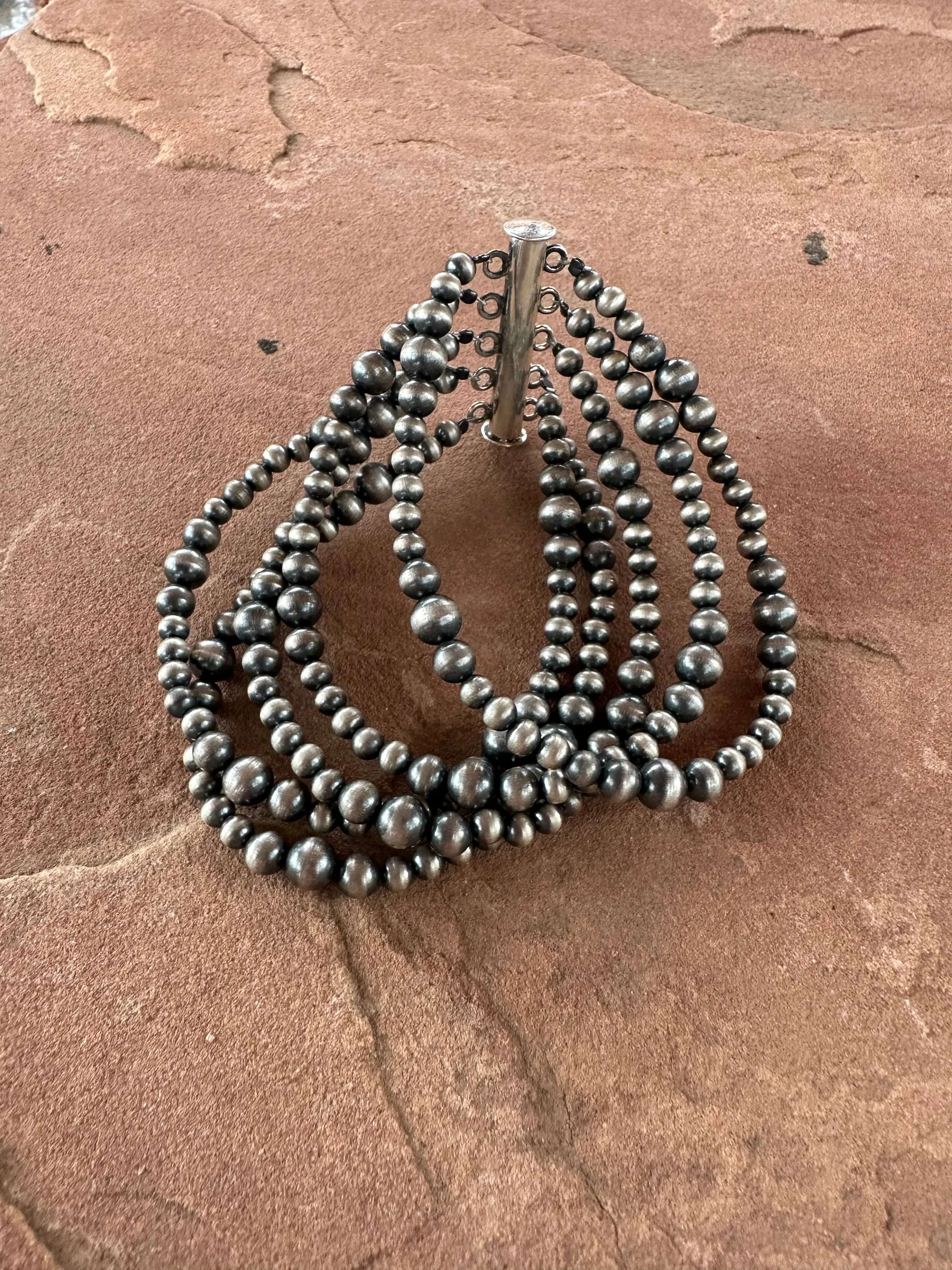 Handmade Sterling Silver & Beaded Navajo Pearl Style Bracelets