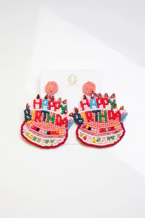 Happy Birthday Beaded Earrings