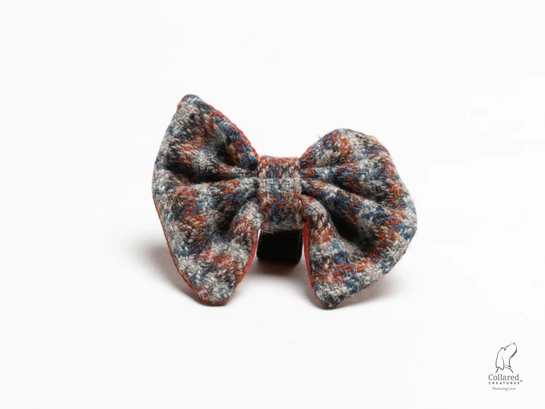 Harris Tweed Blue & Orange Check Luxury Clasp Dog Collar