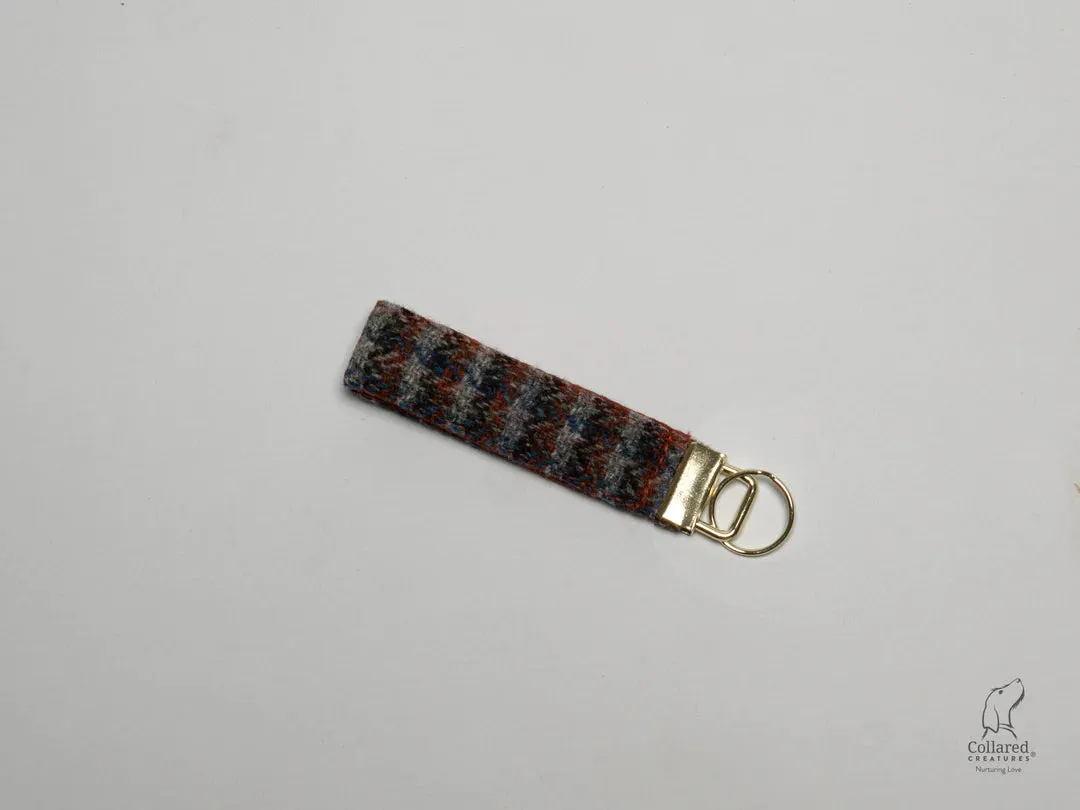 Harris Tweed Blue & Orange Check Luxury Clasp Dog Collar