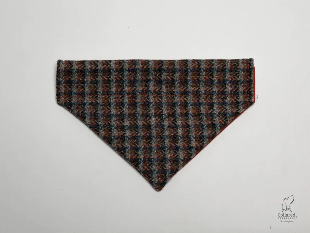 Harris Tweed Blue & Orange Check Luxury Clasp Dog Collar