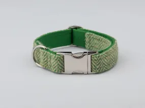 Harris Tweed Green Herringbone Luxury Dog Collar